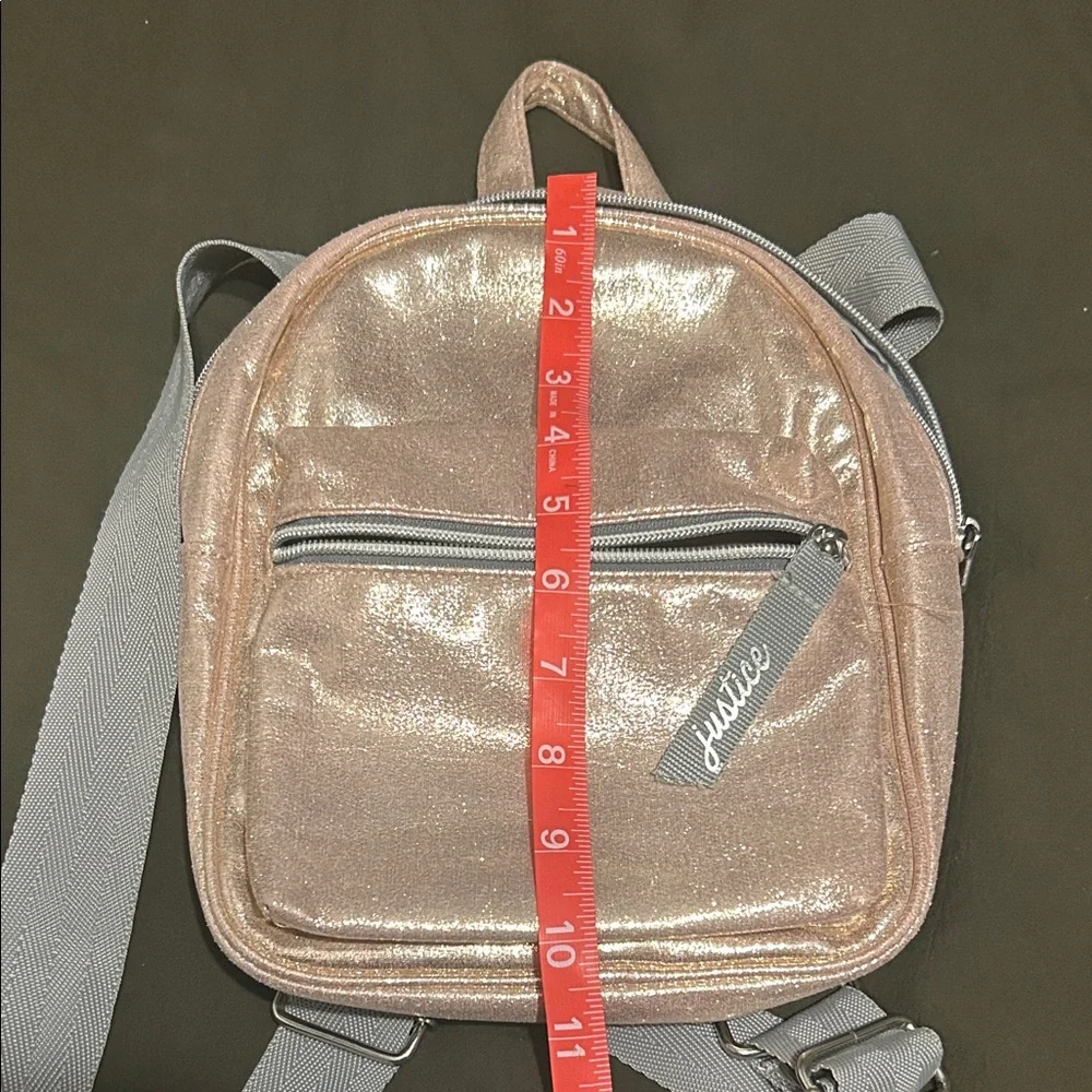 Justice Glittery Rose Gold Backpack mini back pack purse